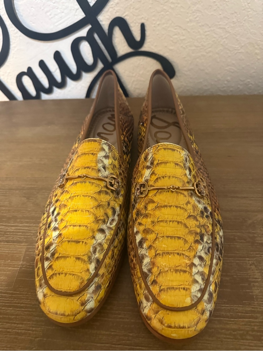Sam Edelman Men's Yellow Faux-Snake Bit Loafers